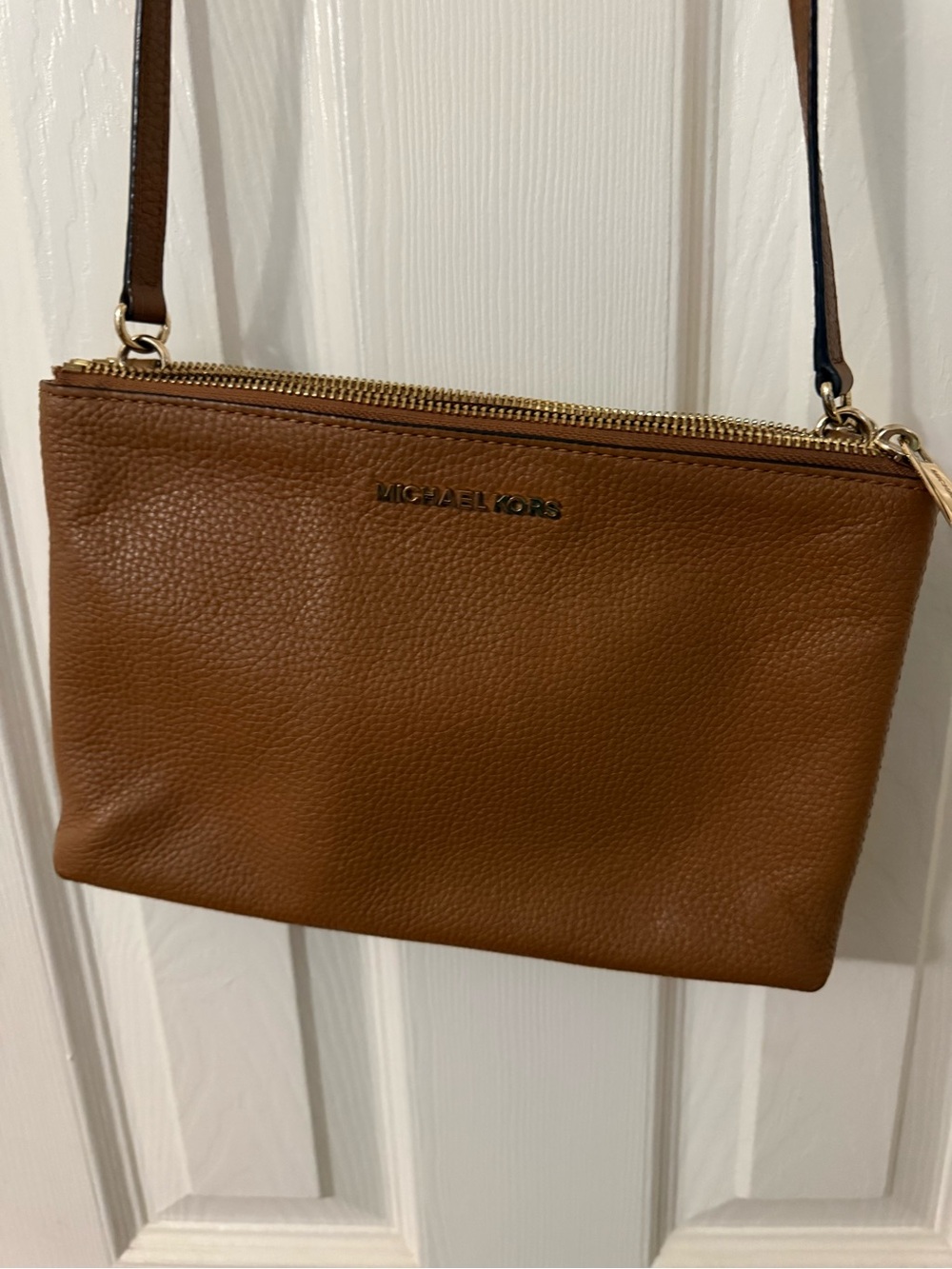Michael Kors Cognac Pebbled Leather Crossbody Bag